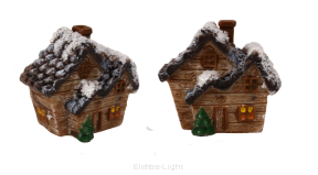 Brązowe ośnieżone domki z tworzywa sztucznego 3szt/kpl HY-4194