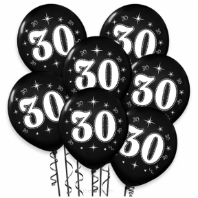 Balony urodzinowe perłowe "30" 100szt (około 30cm)