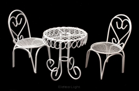 Komplet metalowy dekoracyjny stolik z krzeselkami biały 