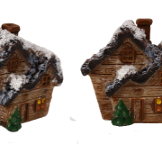 Brązowe ośnieżone domki z tworzywa sztucznego 3szt/kpl HY-4194