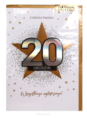 Karnet urodzinowy DRAGON HM-100  brokatowany różne wzory