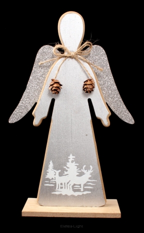 Anioł drewniany z brokatowanymi skrzydłami 24,5cm ZL20B93
